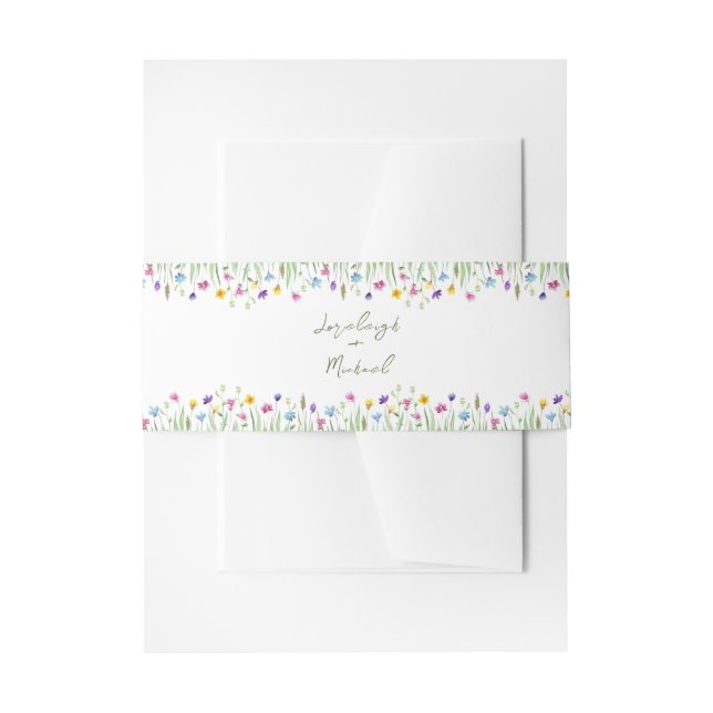 Elegant Boho Wildblumen Hochzeit Einladungsbanderole (Vorderseite Beispiel)