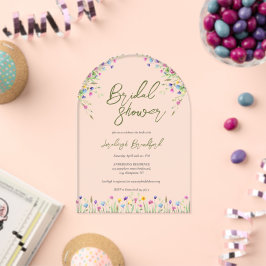 Elegant Boho Wildblumen Script-Brautparty Acryleinladungen