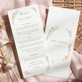 Elegant Boho Wildblumen Script Wedding Menükarte