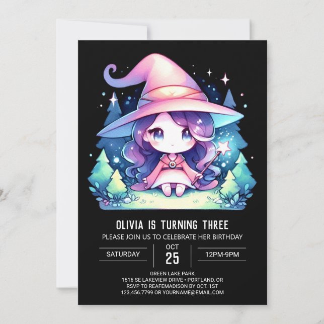 Elegant Boho Wizard Birthday Einladung (Vorderseite)