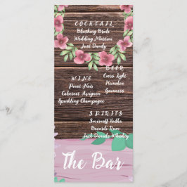 Elégant Bois Le Bar Mariage Boissons Carte Menu