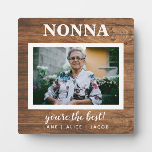 Élégant Bois rustique Nonna Plaque photo personnal