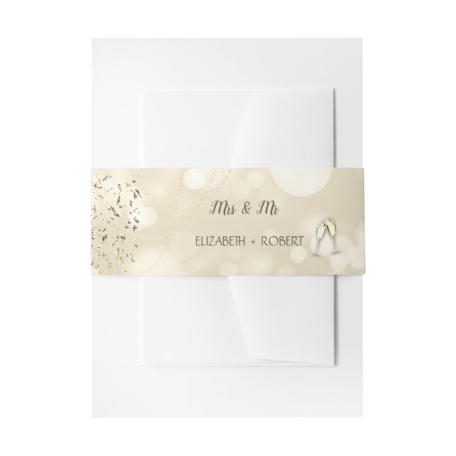 Elegant Bokeh,Confetti Wine Glasses Einladungsbanderole (Vorderseite Beispiel)