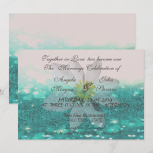Elegant Bokeh, Glittery, Daisy Wedding Einladung