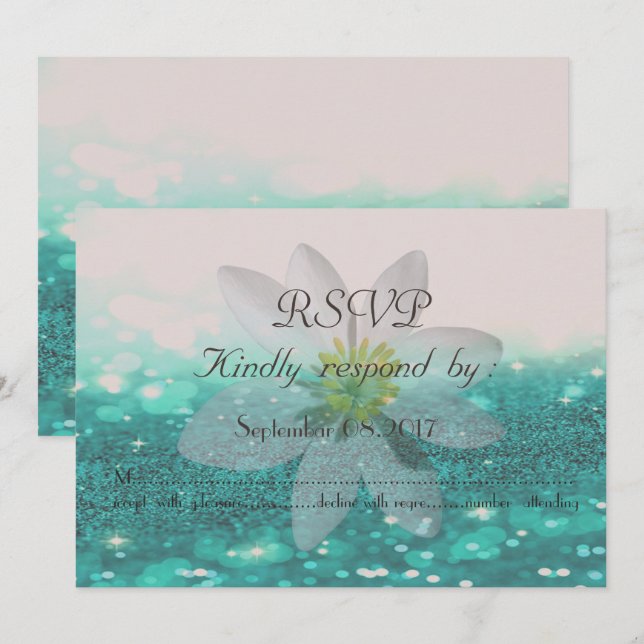 Elegant Bokeh ,Glittery,Daisy Wedding RSVP Card Einladung (Vorne/Hinten)