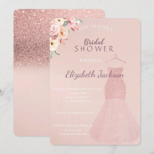 Elegant Bokeh Glitzer Dress, Ombre Brautparty Einladung