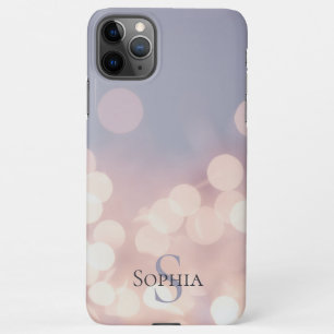 Elegant Bokeh Glitzer Lila Rosa Monogramm Name iPhone 11Pro Max Hülle