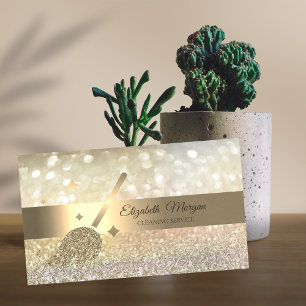 Elegant Bokeh Gold Glitzer Broom Visitenkarte