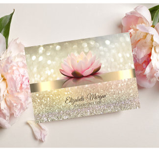 Elegant Bokeh Gold, Lotus Blume Yoga Instructor Visitenkarte