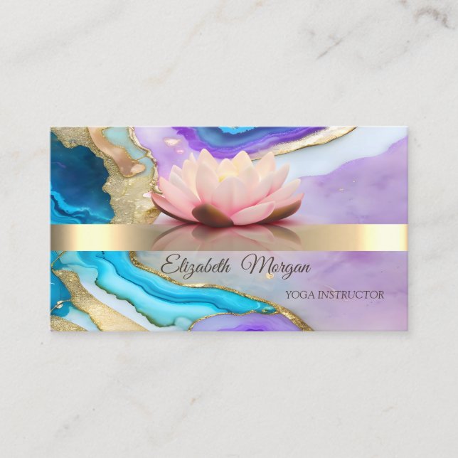 Elegant Bokeh Gold, Lotus Blume Yoga Instructor Visitenkarte (Vorderseite)