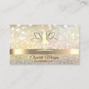 Elegant Bokeh Gold, Lotus Women Yoga Instructor Visitenkarte