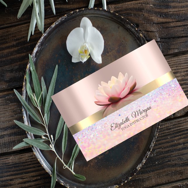 Elegant Bokeh Gold Streifen, Lotus Rose Gold Visitenkarte (Von Creator hochgeladen)