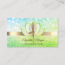 Elegant Bokeh Green Lotus Yoga Glitzer Girl