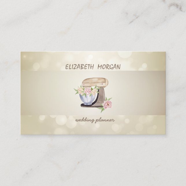 Elegant Bokeh, Streifen, Floral Retro Mixer Visitenkarte (Vorderseite)