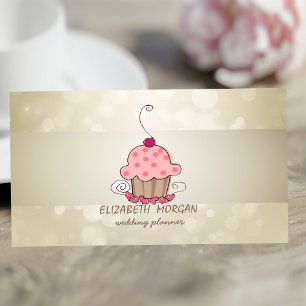 Elegant Bokeh, Stripe, Cupcake Visitenkarte
