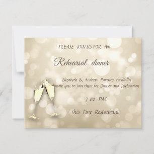 Elegant Bokeh Wine GlassesHochzeit Probe Dinner Einladung