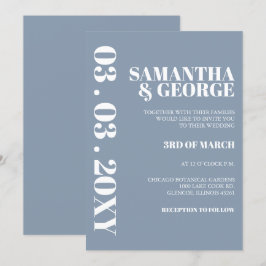Elegant Bold Dusty Blue Modern Wedding Einladung
