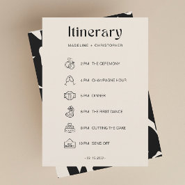 Elegant Bold Floral Wedding Itinerary Timeline