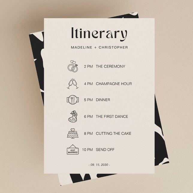 Elegant Bold Floral Wedding Itinerary Timeline (Von Creator hochgeladen)