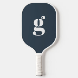 Elegant Bold Mit Monogramm Initial Dark Blue Gray Pickleball Schläger