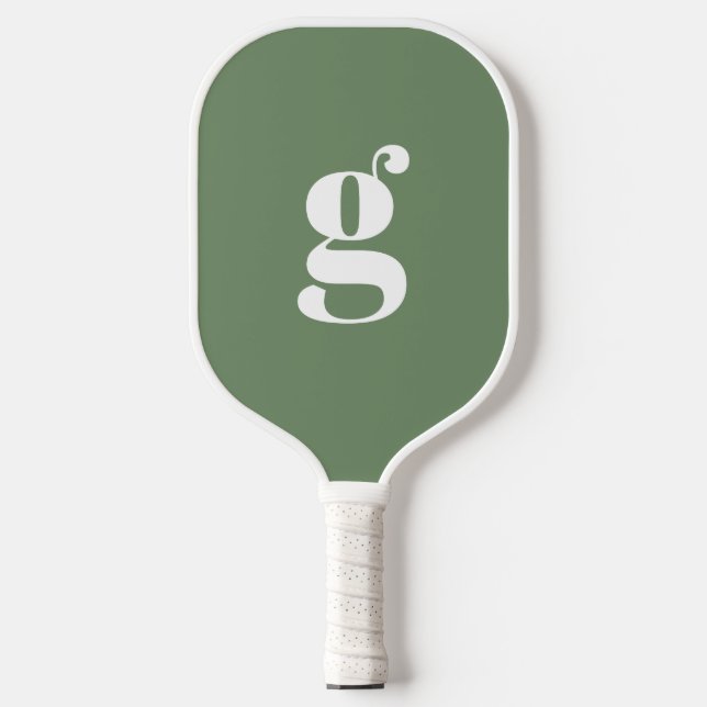 Elegant Bold Mit Monogramm Initial Sage Green Pickleball Schläger (Vorderseite)