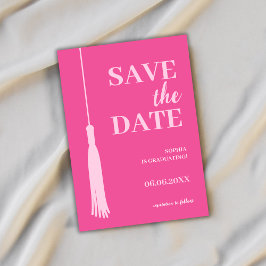 Elegant Bold Pink Grad Tassel Abschluss Save The Date
