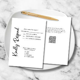 Elegant Bold Script Schwarz-weiß Formal Wedding RSVP Karte