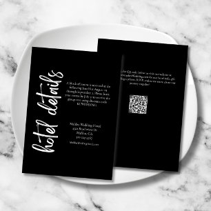 Elegant Bold Script Schwarz-weiß Wedding Hotel Begleitkarte
