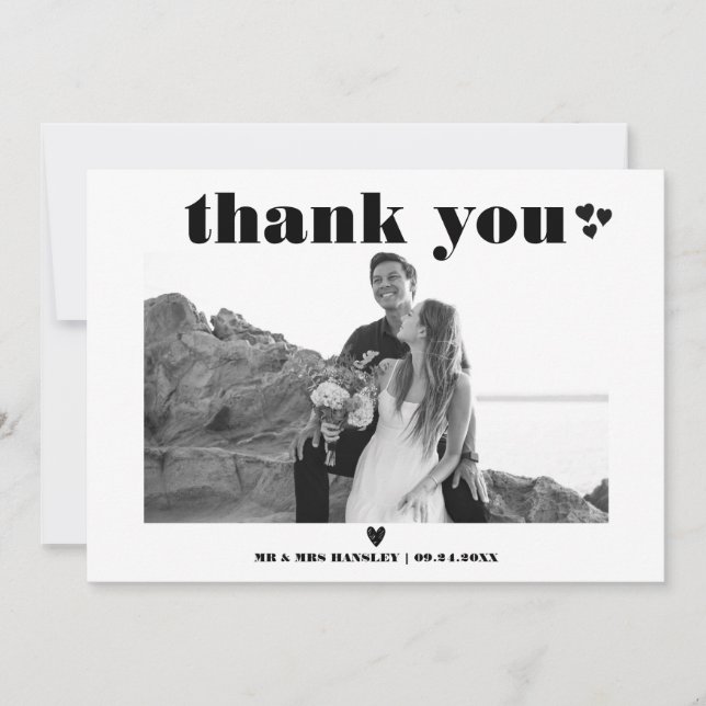 Elegant Bold Typografy | Foto danke Ihnen Karten (Vorderseite)