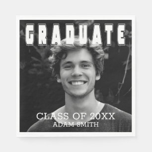 Elegant Bold Typografy Foto Graduation Party Serviette