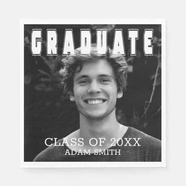 Elegant Bold Typografy Foto Graduation Party Serviette (Vorderseite)