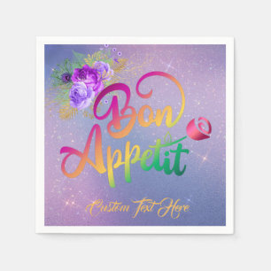 Elegant Bon Appetit Zitat Floral Personalisiert Serviette