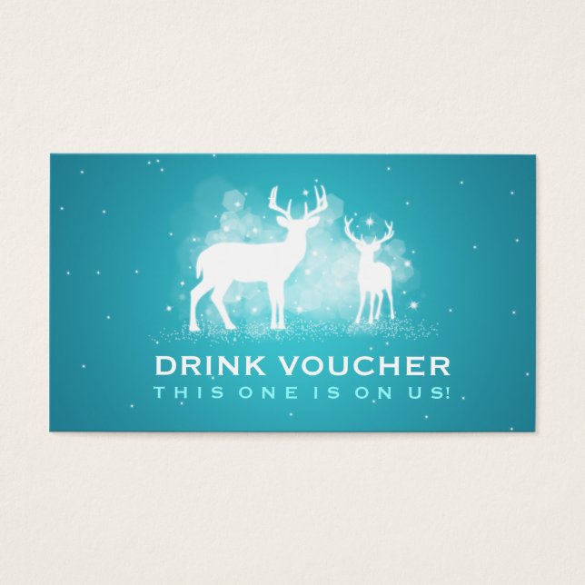 Élégant bon de boisson Hiver Cerf Étincelant Turqu (Devant)