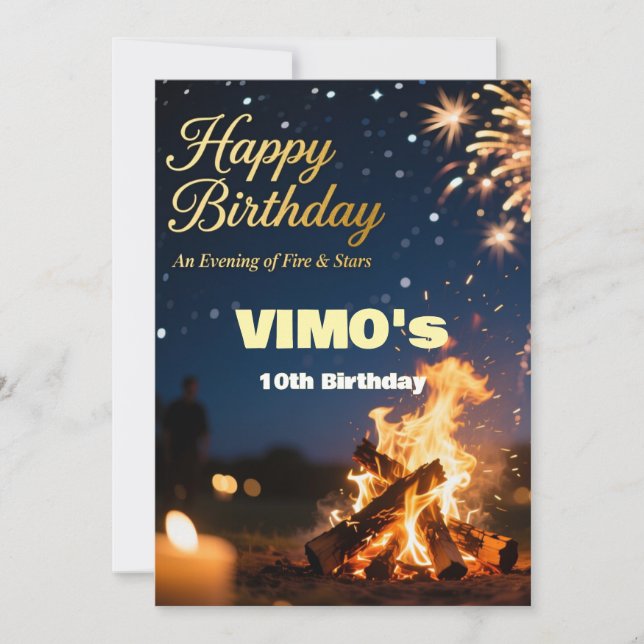 Elegant Bonfire Night Birthday Invitation (Devant)