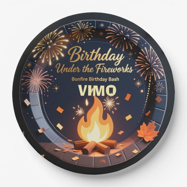 Elegant Bonfire Night Birthday Party Paper Plates  Pappteller (Vorderseite)