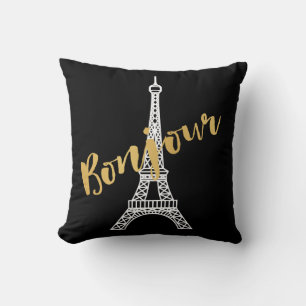 Elegant Bonjour Eiffel Tower Kissen