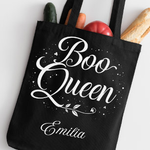 Elegant Boo Queen Name Halloween Schwarz-Weiß Tasche