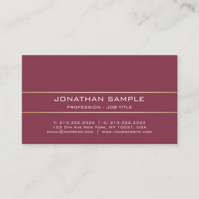 Elegant Bordeaux Attorney Premium Linen Elite Luxe Visitenkarte (Vorderseite)