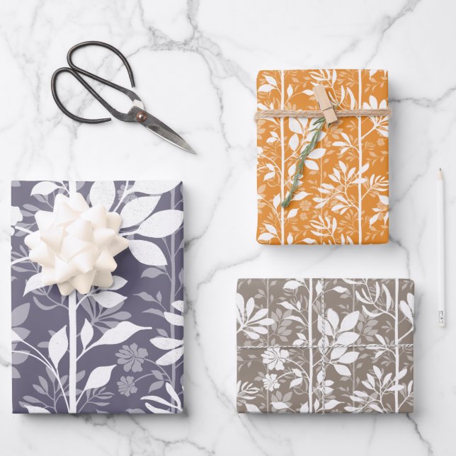 Elegant Botanic Climbing Vines silhouettes Geschenkpapier Set (Vorderseite)