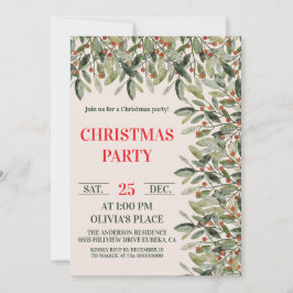 Elegant Botanical Christmas Party Invitation Einladung