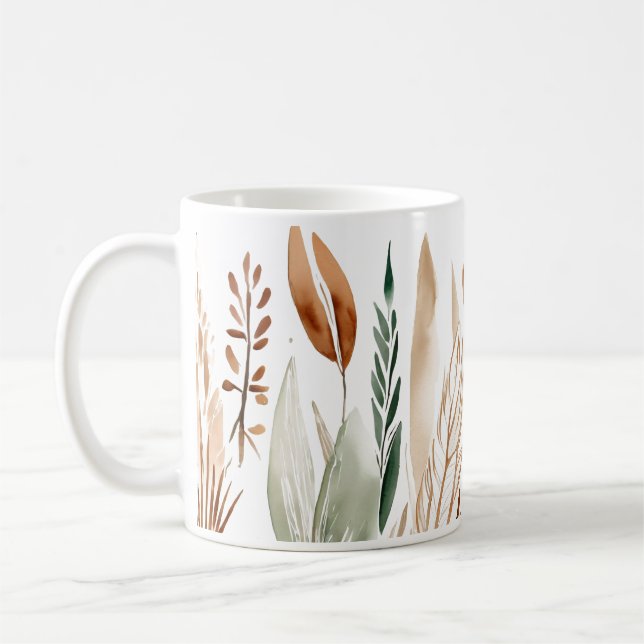 Elegant Botanical Earthy Tones Boho Kaffeetasse (Links)