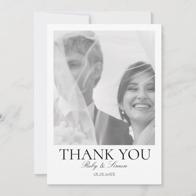 Elegant Botanical Floral Wedding Dankeskarte (Vorderseite)