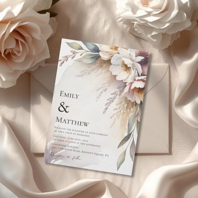 Elegant Botanical Floral Wedding Invitation (Créateur téléchargé)