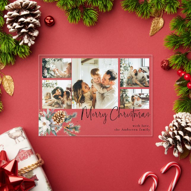 Elegant Botanical Foliage Photo Christmas Card Acryleinladungen (Insitu (Feiertag))