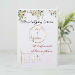  Elegant botanical gold frame save the date card Einladung