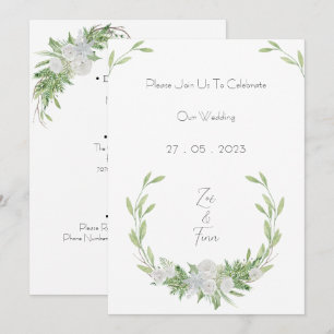 Elegant Botanical Green Leaves Nature Invitation