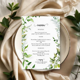 Elégant Botanical Greenery Mariage Menu Mariage
