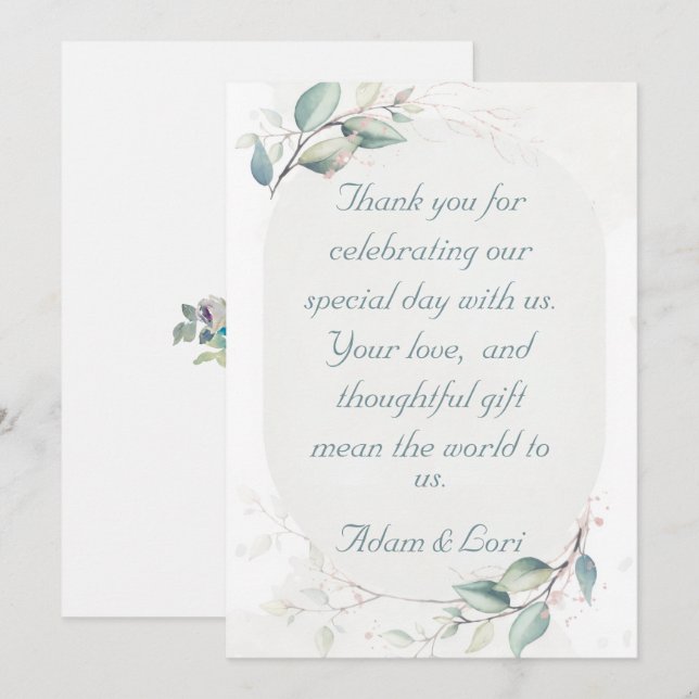 Elegant Botanical Love Wedding Dankeskarte (Vorne/Hinten)