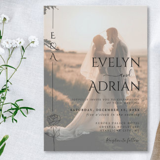 Elegant Botanical Modern Minimalist Photo Wedding Einladung