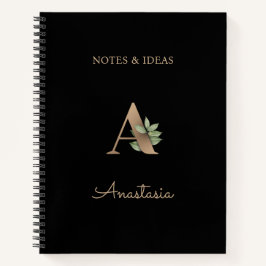 Elegant Botanical Monogram Letter A  Notizbuch